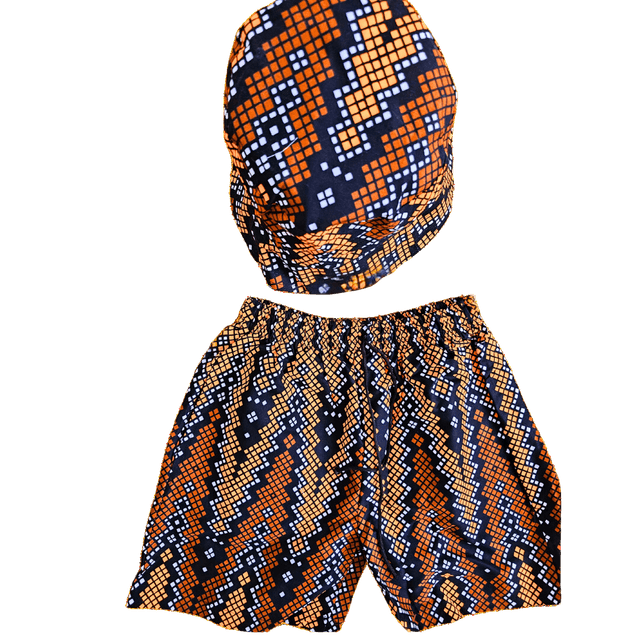 Shorts &amp; Bucket Set - African Ankara Hat &amp; Short Set Unisex Medium