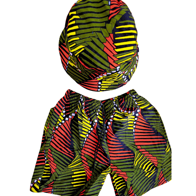 Shorts &amp; Hat Set - African Ankara Short &amp; Hat Design Unisex Medium