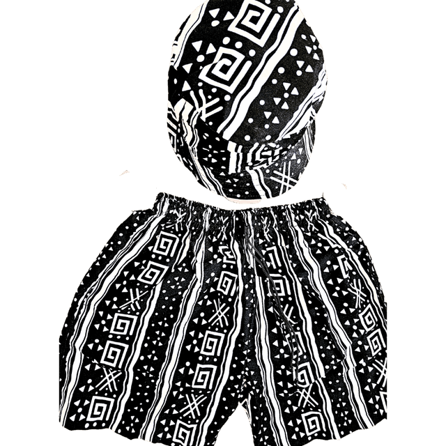 Shorts &amp; Bucket Hat Set - African Ankara Shorts &amp; Hat Set Unisex Medium