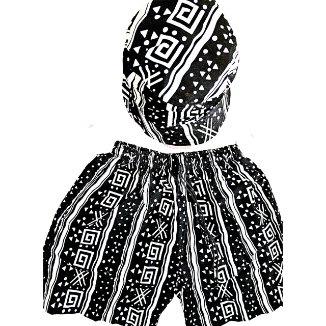 Shorts & Bucket Hat Set - African Ankara Shorts & Hat Set Unisex Medium